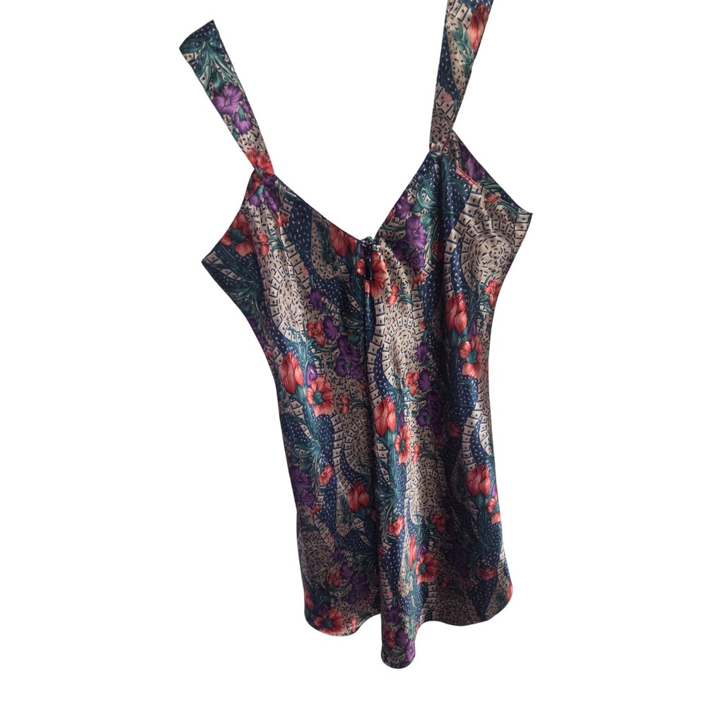 Vintage 90s Tesori Vintage Floral Print Satin‎ Nightgown XL
